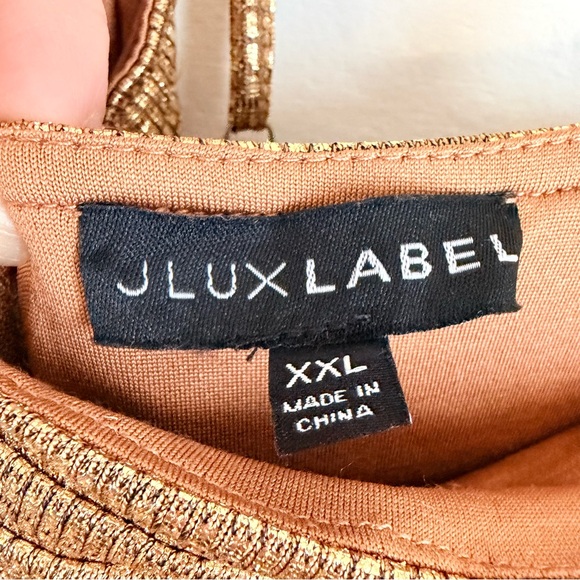 JLUXLABEL Bodycon Metallic Gold Maxi Dress, Fully Lined - Picture 12 of 16